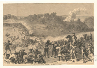Nineteenth-century illustration of American and British forces fighting at the Battle of Harlem Heights on September 16, 1776.